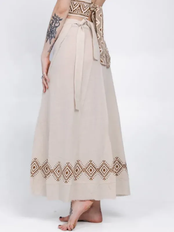 The TwoSisters Nomad Chic Collectie|Ibiza-Mystic Mesa Omslagrok Off White