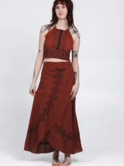 The TwoSisters Nomad Chic Collectie|Ibiza-Mystic Mesa Omslagrok Terracotta