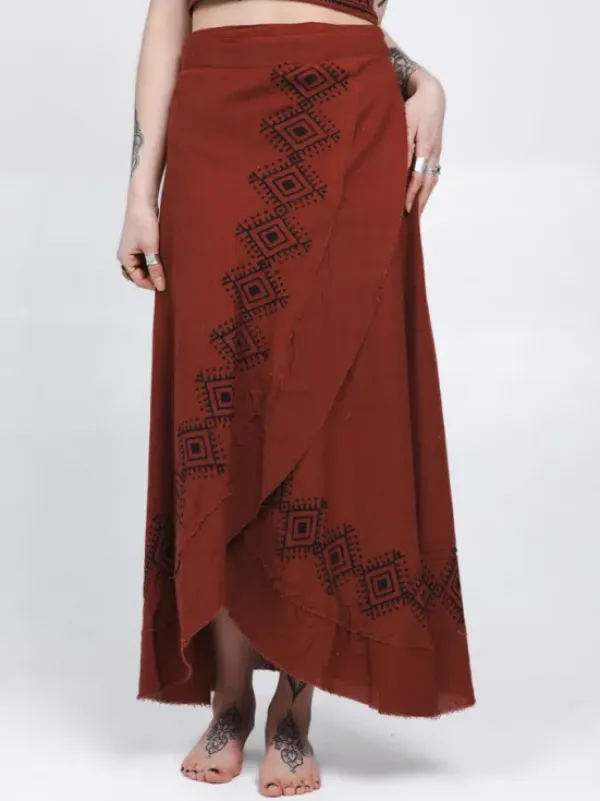 The TwoSisters Nomad Chic Collectie|Ibiza-Mystic Mesa Omslagrok Terracotta