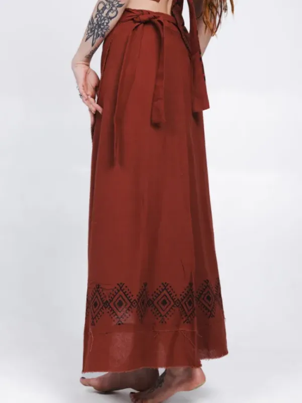 The TwoSisters Nomad Chic Collectie|Ibiza-Mystic Mesa Omslagrok Terracotta