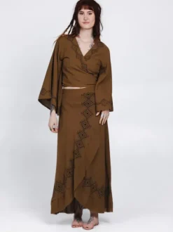 The TwoSisters Tops|Nomad Chic Collectie-Mystic Mesa Wikkeltop Bruin