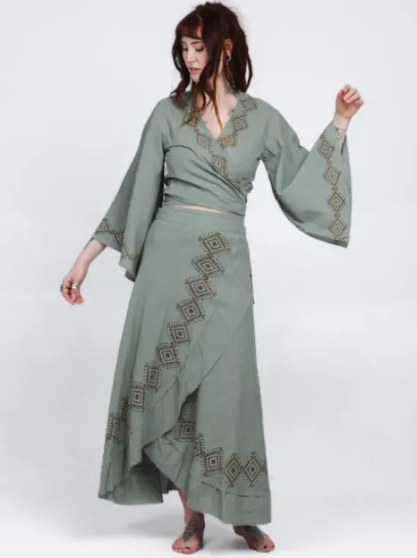 The TwoSisters Tops|Nomad Chic Collectie-Mystic Mesa Wikkeltop Jadegroen