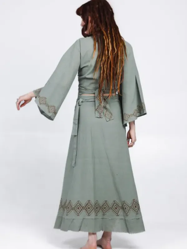 The TwoSisters Tops|Nomad Chic Collectie-Mystic Mesa Wikkeltop Jadegroen