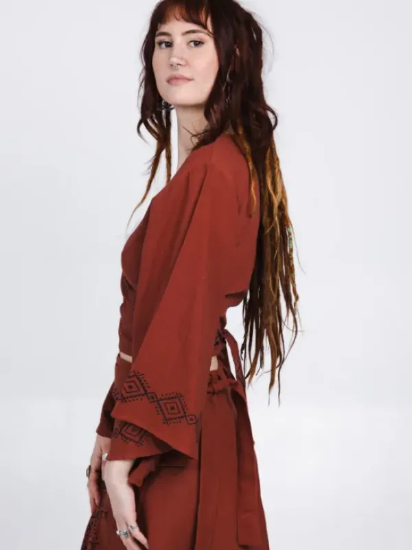 The TwoSisters Tops|Nomad Chic Collectie-Mystic Mesa Wikkeltop Terracotta