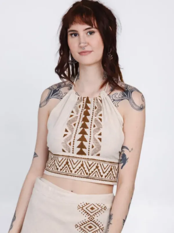 The TwoSisters Tops|Nomad Chic Collectie-Mystic Mesa Zomertop Gebroken Wit