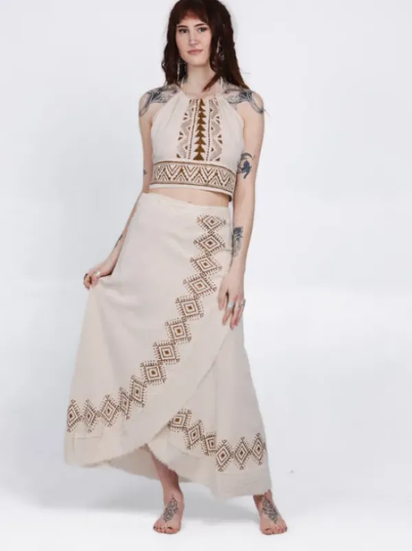 The TwoSisters Tops|Nomad Chic Collectie-Mystic Mesa Zomertop Gebroken Wit