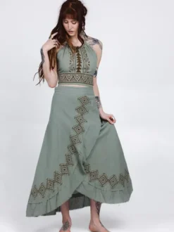 The TwoSisters Tops|Nomad Chic Collectie-Mystic Mesa Zomertop Jadegroen