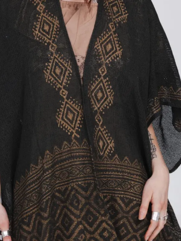 The TwoSisters Plus Size|Nomad Chic Collectie-Nomad Chic poncho Donkergroen