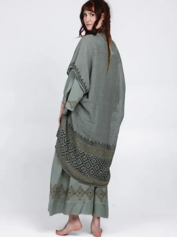 The TwoSisters Plus Size|Nomad Chic Collectie-Nomad Chic poncho Jade Groen