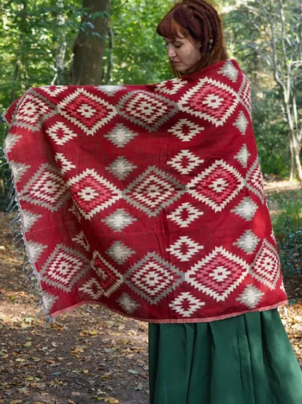 The TwoSisters Omslagdoeken|Omslagdoeken-Omslagdoek Fleece Rood / Beige