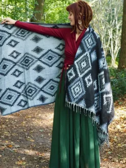 The TwoSisters Omslagdoeken|Omslagdoeken-Omslagdoek Fleece Zwart/ Antraciet