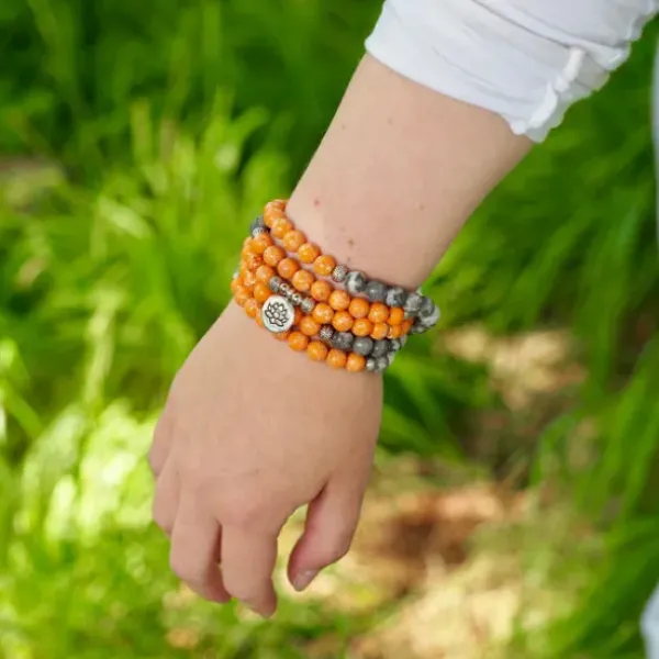 The TwoSisters Kettingen|Buddhist Malas-Oranje Zee Jaspis