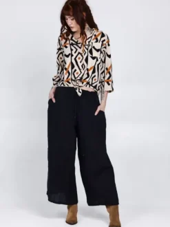 The TwoSisters Broeken|Broeken En Legging-Palazzo broek Donkerblauw
