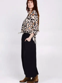 The TwoSisters Broeken|Broeken En Legging-Palazzo broek Donkerblauw