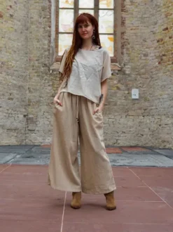 The TwoSisters Nomad Chic Collectie|Broeken-Palazzo broek gebroken wit