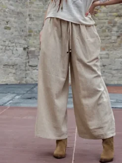 The TwoSisters Nomad Chic Collectie|Broeken-Palazzo broek gebroken wit