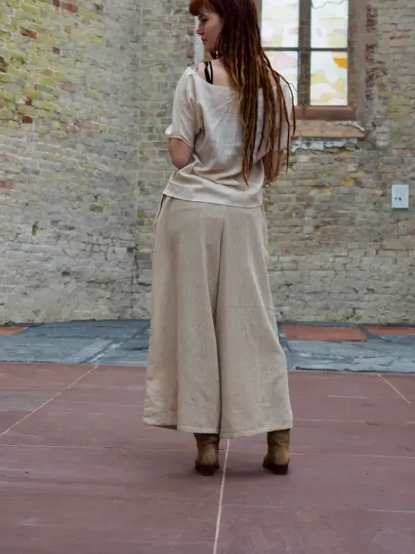 The TwoSisters Nomad Chic Collectie|Broeken-Palazzo broek gebroken wit