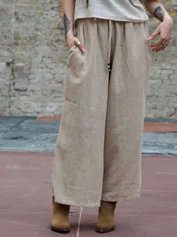 The TwoSisters Nomad Chic Collectie|Broeken-Palazzo broek gebroken wit