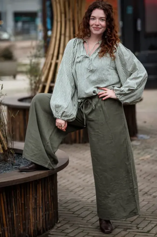 The TwoSisters Broeken|Broeken En Legging-Palazzo broek Mosgroen