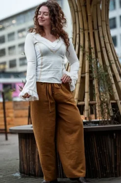 The TwoSisters Broeken|Broeken En Legging-Palazzo broek Warm Bruin