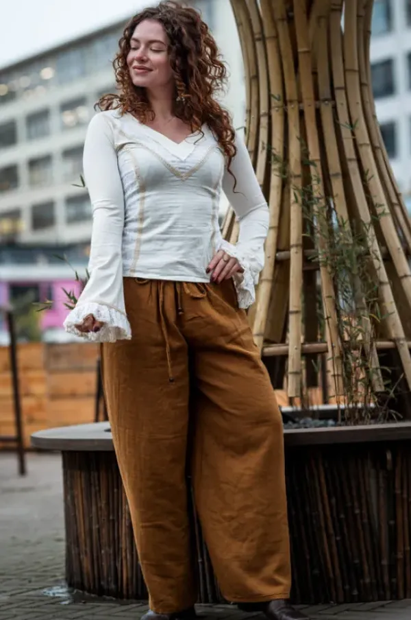 The TwoSisters Broeken|Broeken En Legging-Palazzo broek Warm Bruin