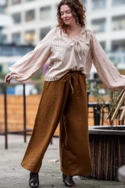 The TwoSisters Broeken|Broeken En Legging-Palazzo broek Warm Bruin