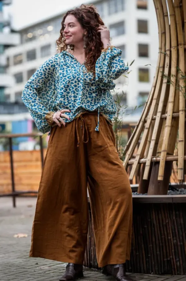 The TwoSisters Broeken|Broeken En Legging-Palazzo broek Warm Bruin