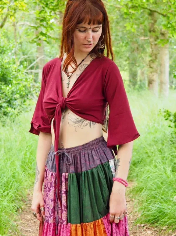 The TwoSisters Tops|Zomer-Pixie Top Marroon Rood