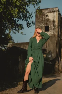 The TwoSisters Gypsy-Rani Lange jurk Groen