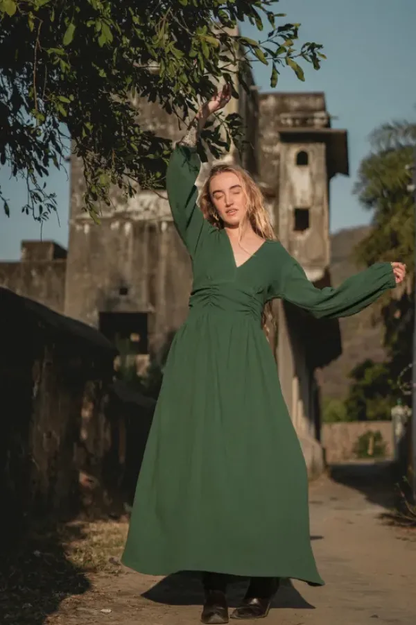 The TwoSisters Gypsy-Rani Lange jurk Groen