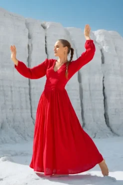 The TwoSisters Gypsy-Rani Lange jurk Knalrood