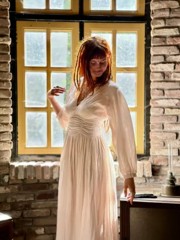 The TwoSisters Gypsy-Rani Lange jurk Roomwit