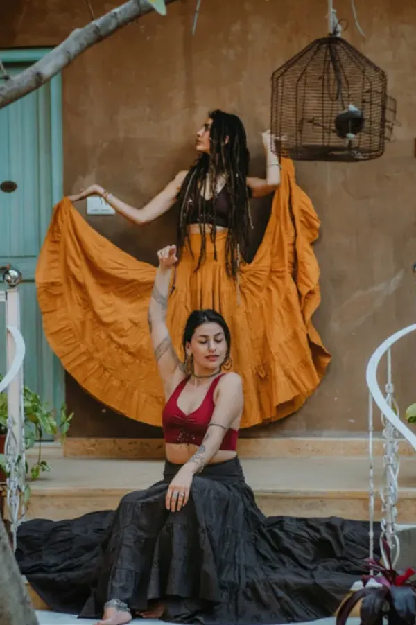 The TwoSisters Gypsy|Gypsy Rokken-Real Gypsy Rok Oker/oranje (ook extra breed)