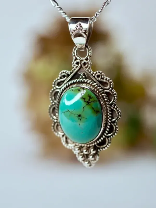 The TwoSisters Edelsteen Hanger-Real Turquoise Edelsteen Hanger 925 zilver