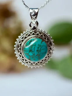 The TwoSisters Edelsteen Hanger-Real Turquoise Edelsteen Hanger 925 zilver