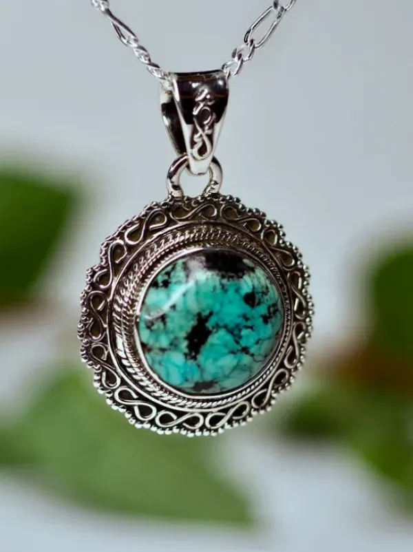The TwoSisters Edelsteen Hanger-Real Turquoise Edelsteen Hanger 925 zilver