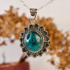 The TwoSisters Edelsteen Hanger-Real Turquoise edelsteen hanger 925 zilver