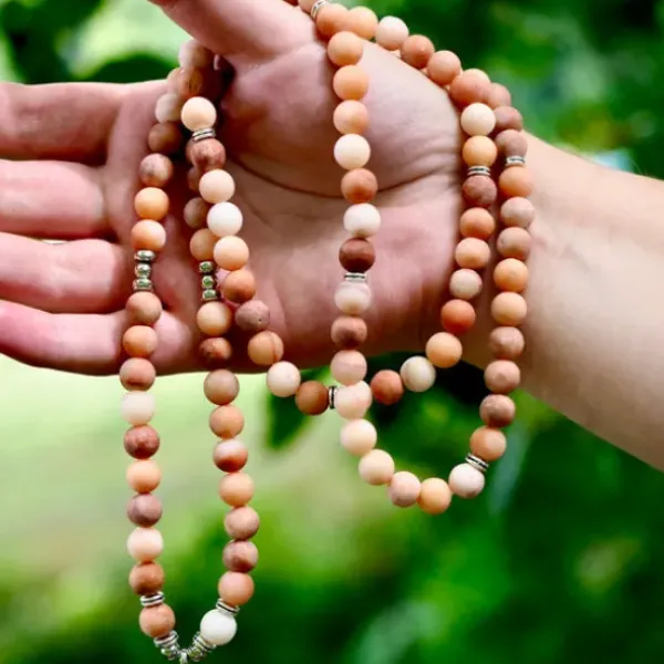 The TwoSisters Kettingen|Buddhist Malas-Roze aventurijn mala