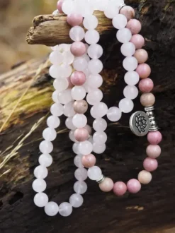 The TwoSisters Kettingen|Buddhist Malas-RozenQuartz, Rhodoniet Mala