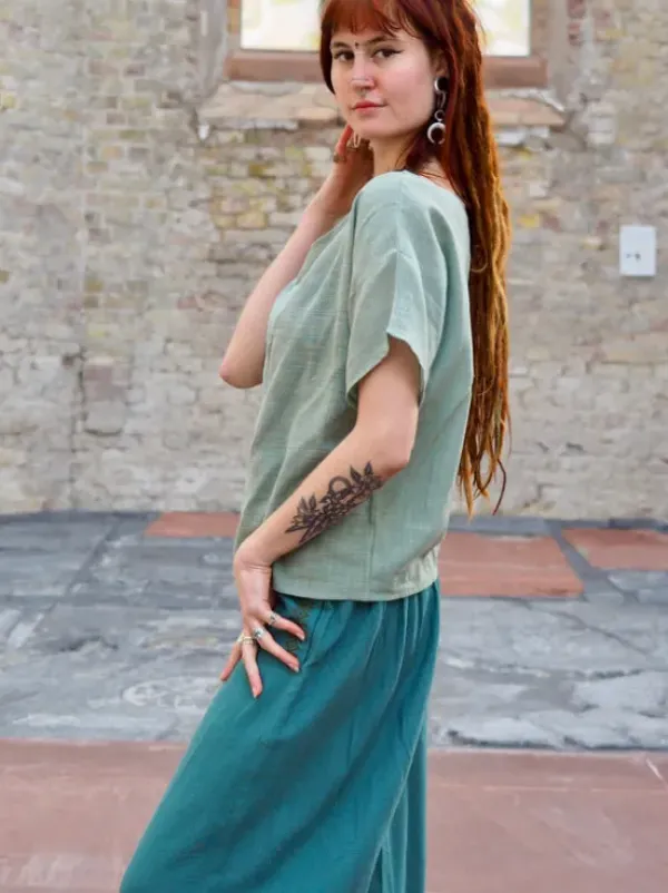The TwoSisters Tops|Nomad Chic Collectie-Savanna T-shirt Jade Groen
