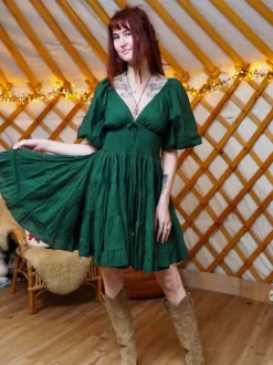 The TwoSisters Gypsy|Zomer-Tara Jurk Kort Groen