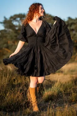 The TwoSisters Gypsy|Zomer-Tara Jurk Kort Zwart
