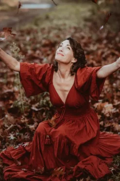 The TwoSisters Gypsy|Zomer-Tara Jurk Lang Warm Rood