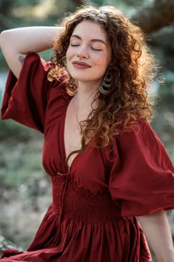 The TwoSisters Gypsy|Zomer-Tara Jurk Lang Warm Rood