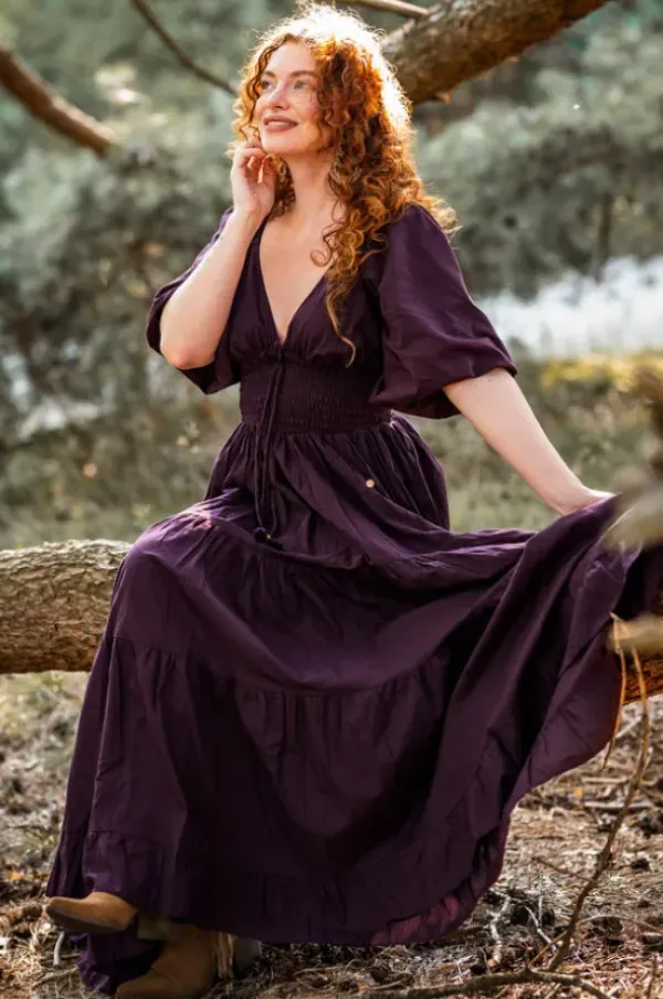 The TwoSisters Gypsy|Zomer-Tara Jurk Lang Paars