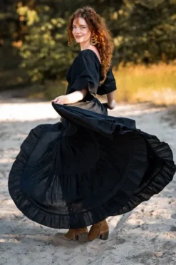 The TwoSisters Gypsy|Zomer-Tara Jurk Lang Zwart