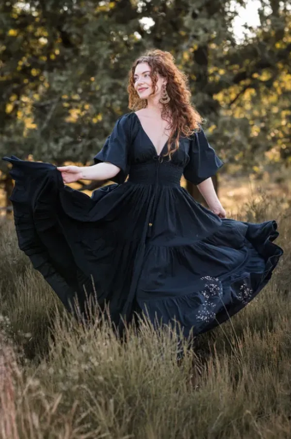 The TwoSisters Gypsy|Zomer-Tara Jurk Lang Zwart