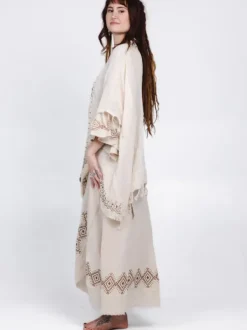 The TwoSisters Plus Size|Nomad Chic Collectie-Terra Soul Kimono Gebroken Wit