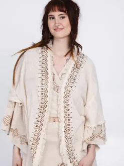 The TwoSisters Plus Size|Nomad Chic Collectie-Terra Soul Kimono Gebroken Wit