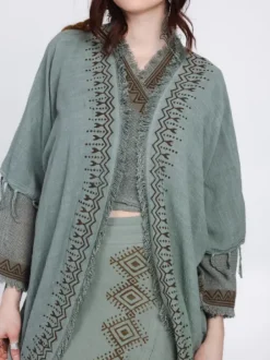 The TwoSisters Plus Size|Nomad Chic Collectie-Terra Soul Kimono Jadegroen
